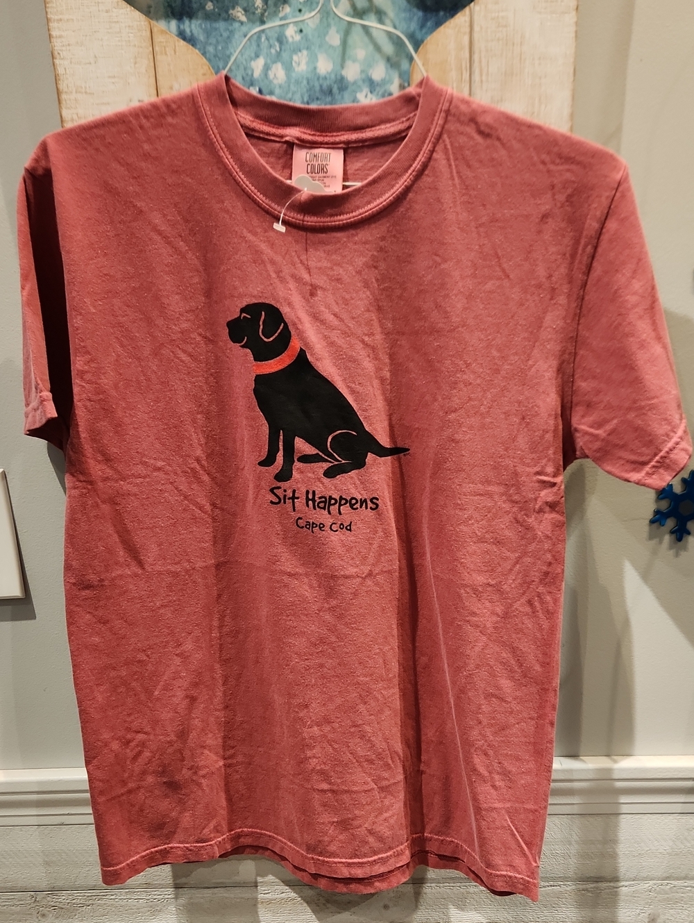 Comfort Colors Dog Graphic T-Shirt in Dusty Rose w/Black Print Sz M
